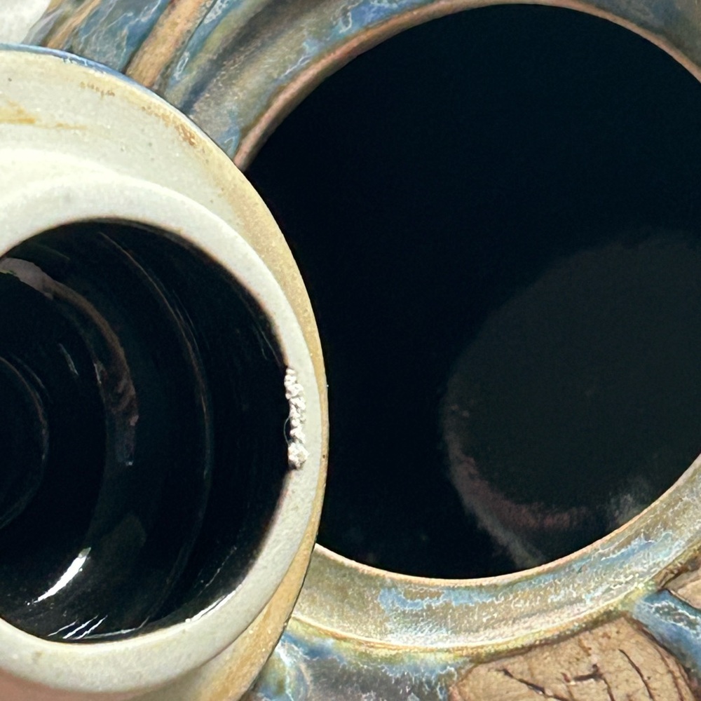 Blue and Brown Ceramic Art Teapot with Botanical Design - Picture 5 of 9